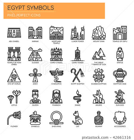 Egypt Symbols , Thin Line and Pixel Perfect Icons Egypt Symbols , Thin Line and Pixel Perfect Icons 42661316