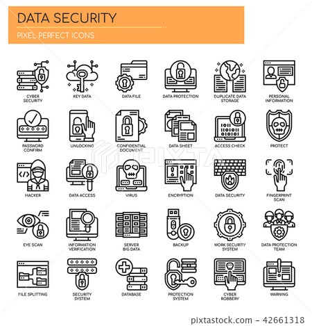 Data Security , Thin Line and Pixel Perfect Icons - Stock Illustration ...