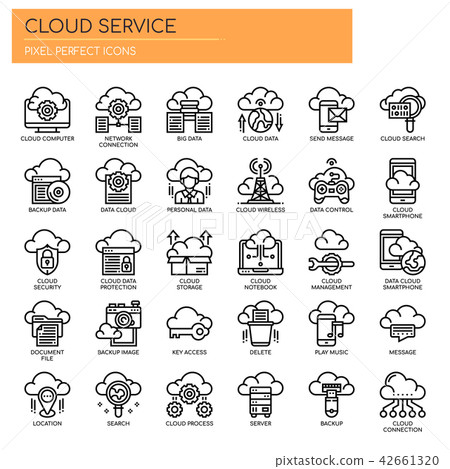 Cloud Service , Thin Line and Pixel Perfect Icons - Stock Illustration ...