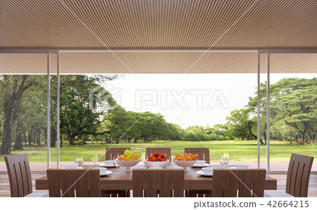 Modern contemporary dining room 3d render 42664215