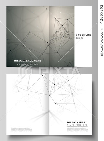 The vector layout of two A4 format cover mockups design templates for bifold brochure, flyer, report The vector layout of two A4 format cover mockups design templates for bifold brochure, flyer, report 42665502