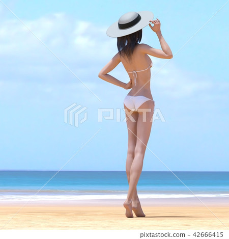 Women's swimwear beauty image perming3DCG illustrations material 42666415