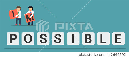 Two flat businessmen with IMPOSSIBLE letters 42666592