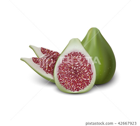 Red and Green Fig. Realistic 3d Figs Slices. Red and Green Fig. Realistic 3d Figs Slices. 42667923