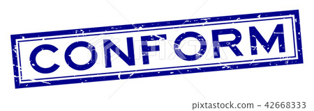 Grunge blue conform word square rubber stamp 42668333