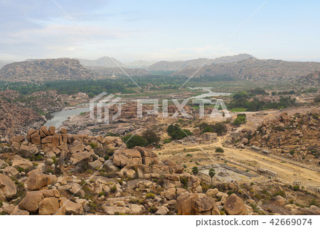 Courtesan's street from Matanga Hill. Hampi Courtesan's street from Matanga Hill. Hampi 42669074