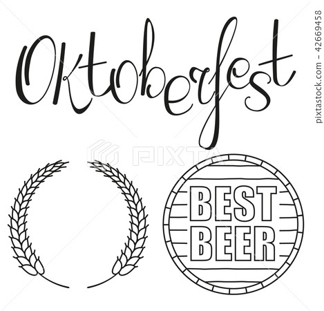 Line art black and white oktoberfest set Line art black and white oktoberfest set 42669458