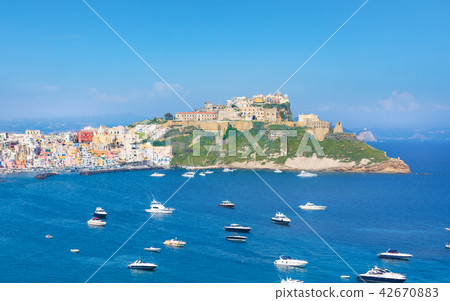olourful Procida Island in sunny summer day, Italy olourful Procida Island in sunny summer day, Italy 42670883