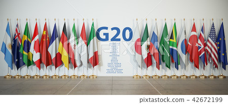 G20 summit or meeting concept. Row from flags 42672199
