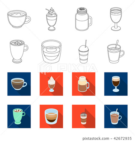 Ristretto, hot chocolate, latte take-away.Different types of coffee set collection icons in outline Ristretto, hot chocolate, latte take-away.Different types of coffee set collection icons in outline 42672935