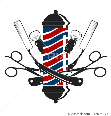 Razor and scissors symbol for barbershop 42674173