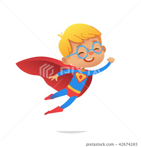 Flying Boy wearing colorful costumes of superheroes, isolated on white background. Cartoon vector Flying Boy wearing colorful costumes of superheroes, isolated on white background. Cartoon vector 42674265
