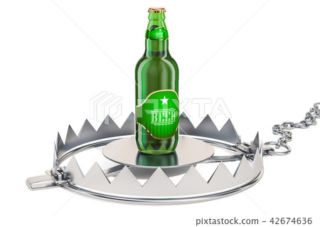 Alcohol Trap concept. Beer bottle in the trap Alcohol Trap concept. Beer bottle in the trap 42674636