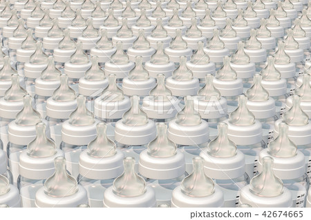 Background from baby bottles, 3D rendering Background from baby bottles, 3D rendering 42674665