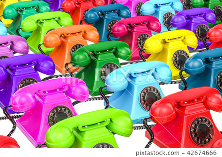 Background from colored old-fashioned phones Background from colored old-fashioned phones 42674666