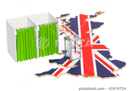 British election concept, ballot box with voting - Stock Illustration ...