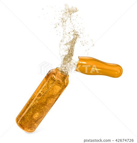 Broken ampule with drug inside, 3D rendering 42674726