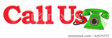 Call us inscription with phone. 3D rendering Call us inscription with phone. 3D rendering 42674737