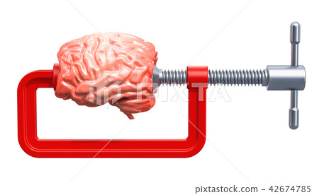 Clamp with human brain. 3D rendering Clamp with human brain. 3D rendering 42674785