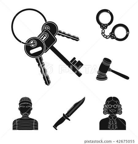 Prison and the criminalblack icons in set collection for design.Prison and Attributes vector symbol 42675055