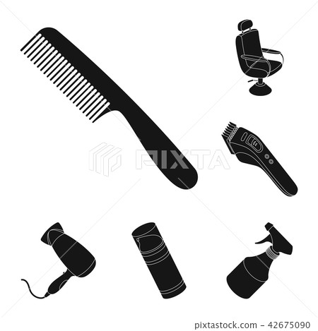Barbershop and equipment black icons in set collection for design. Haircut and shave vector symbol 42675090