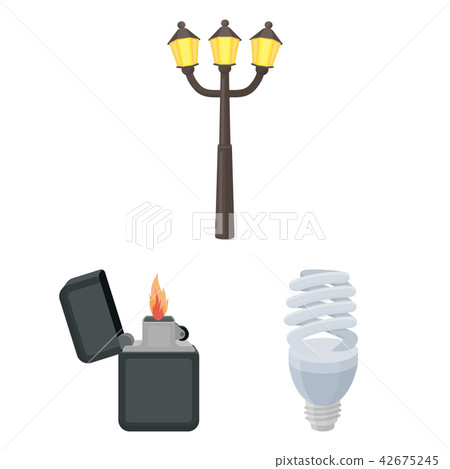 Light source cartoon icons in set collection for design. Light and equipment vector symbol stock web Light source cartoon icons in set collection for design. Light and equipment vector symbol stock web 42675245