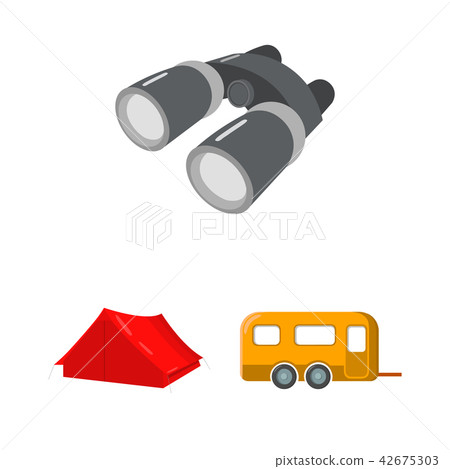 Rest in the camping cartoon icons in set collection for design. Camping and equipment vector symbol Rest in the camping cartoon icons in set collection for design. Camping and equipment vector symbol 42675303