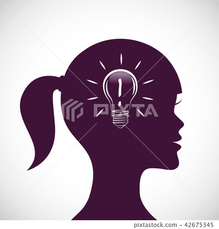 young woman have a good idee lamp young woman have a good idee lamp 42675345