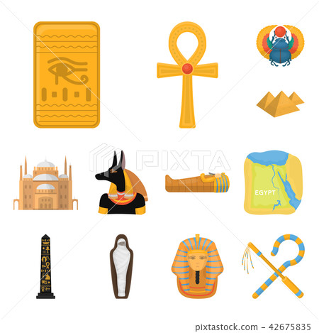 Ancient Egypt cartoon icons in set collection for design. The reign of Pharaoh vector symbol stock 42675835
