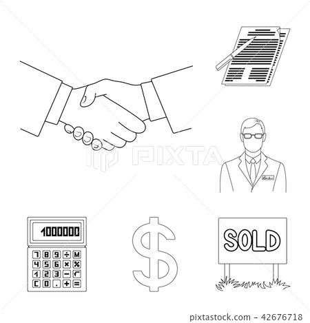 Realtor, agency outline icons in set collection for design. Buying and selling real estate vector 42676718
