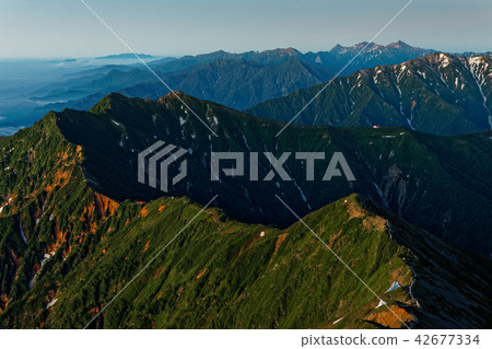 Kagoshima Yagatake from dawn watching from Atsugatake and spear · Hodaka mountains Kagoshima Yagatake from dawn watching from Atsugatake and spear · Hodaka mountains 42677334