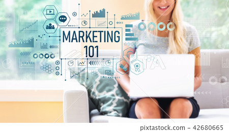 Marketing 101 with woman using a laptop Marketing 101 with woman using a laptop 42680665