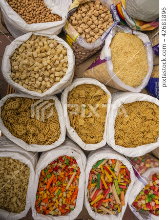 Dried foods for sale at local market Dried foods for sale at local market 42681896