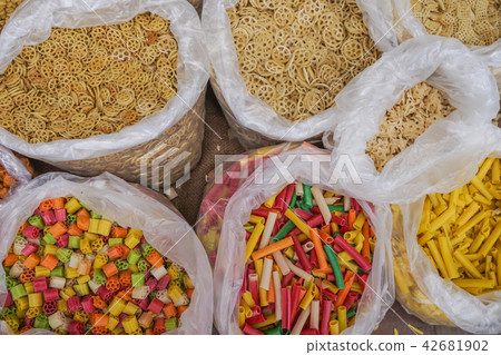 Dried foods for sale at local market Dried foods for sale at local market 42681902