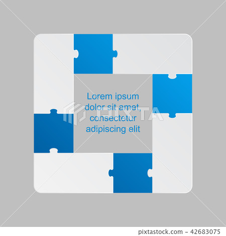 Four Blue Pieces Puzzle Infographic. 4 Steps. - Stock Illustration ...