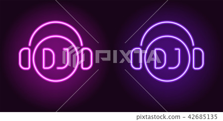 Neon DJ sign in Purple and Violet color Neon DJ sign in Purple and Violet color 42685135