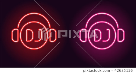 Neon DJ sign in Red and Pink color Neon DJ sign in Red and Pink color 42685136
