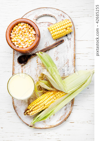 Corn milk in glass 42685255