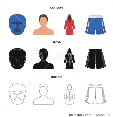 Boxing, sport, mask, helmet.Boxing set collection icons in cartoon,black,outline style vector symbol Boxing, sport, mask, helmet.Boxing set collection icons in cartoon,black,outline style vector symbol 42686906