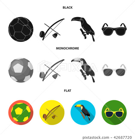 Brazil, country, ball, football . Brazil country set collection icons in black, flat, monochrome Brazil, country, ball, football . Brazil country set collection icons in black, flat, monochrome 42687720