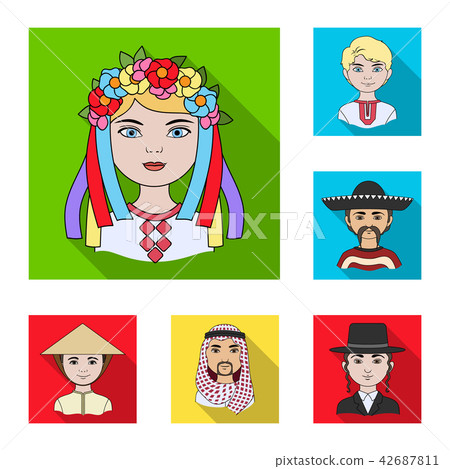 The human race flat icons in set collection for design. People and nationality vector symbol stock The human race flat icons in set collection for design. People and nationality vector symbol stock 42687811