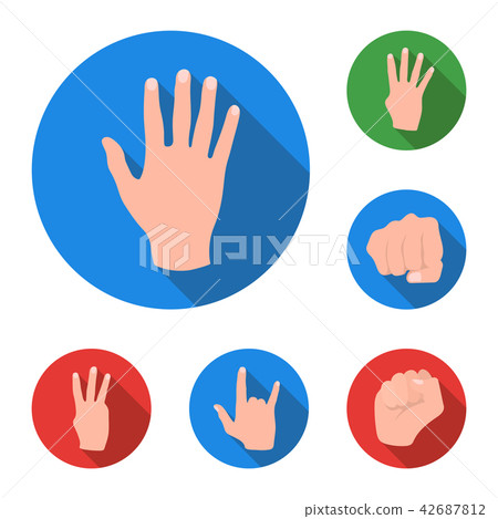 Hand gesture flat icons in set collection for design. Palm and finger vector symbol stock web 42687812