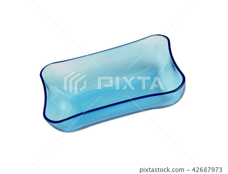 Blue glass bowl isolated on white background 42687973
