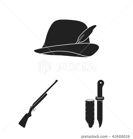 Hunting and trophy black icons in set collection for design. Hunting and equipment vector symbol 42688026