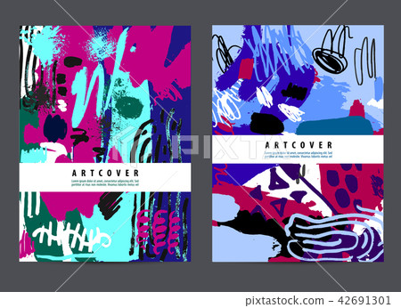 Vector set of art covers, ink hand drawn posters, artistic banners, cards. Vector set of art covers, ink hand drawn posters, artistic banners, cards. 42691301
