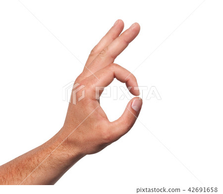 Hand OK sign isolated on white background Hand OK sign isolated on white background 42691658