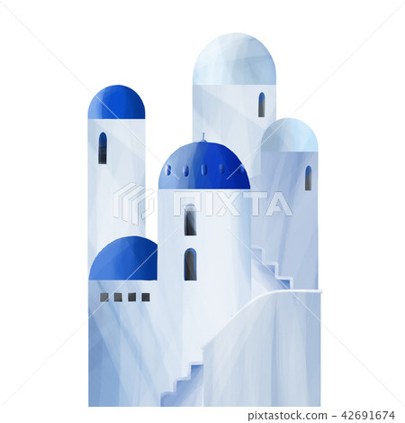 White houses with blue domed roofs 42691674