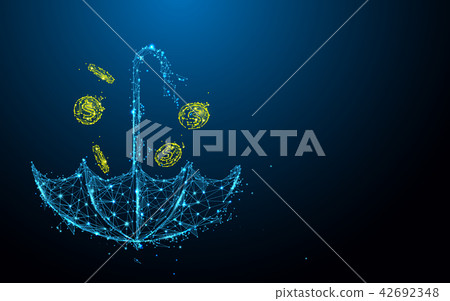 Umbrella with money rain form lines and particle 42692348