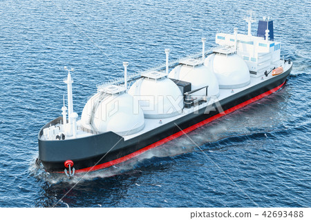 Gas tanker sailing in ocean, 3D rendering 42693488