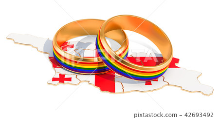 Georgian map with LGBT rainbow rings Georgian map with LGBT rainbow rings 42693492